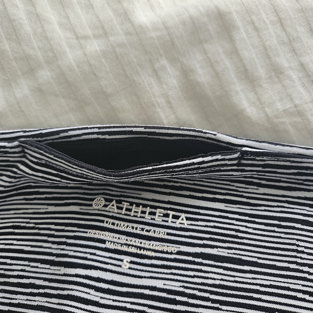 Athleta Black and White Striped Leggings